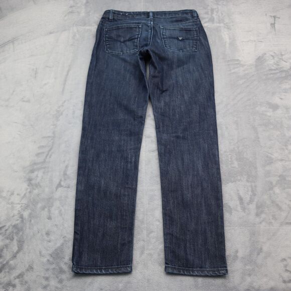 Guess Pants Boys 12 Blue Straight Button Zip 5 Pocket Logo Dark Wash Denim Jeans - Picture 14 of 16
